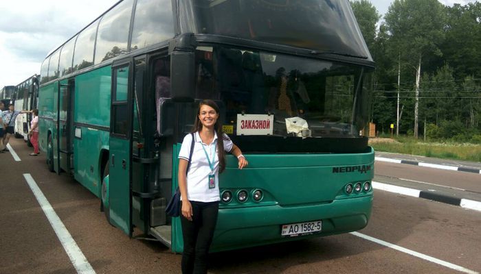 Neoplan N116 - бирюзовый, комфортный красавец на 49 мест - граница